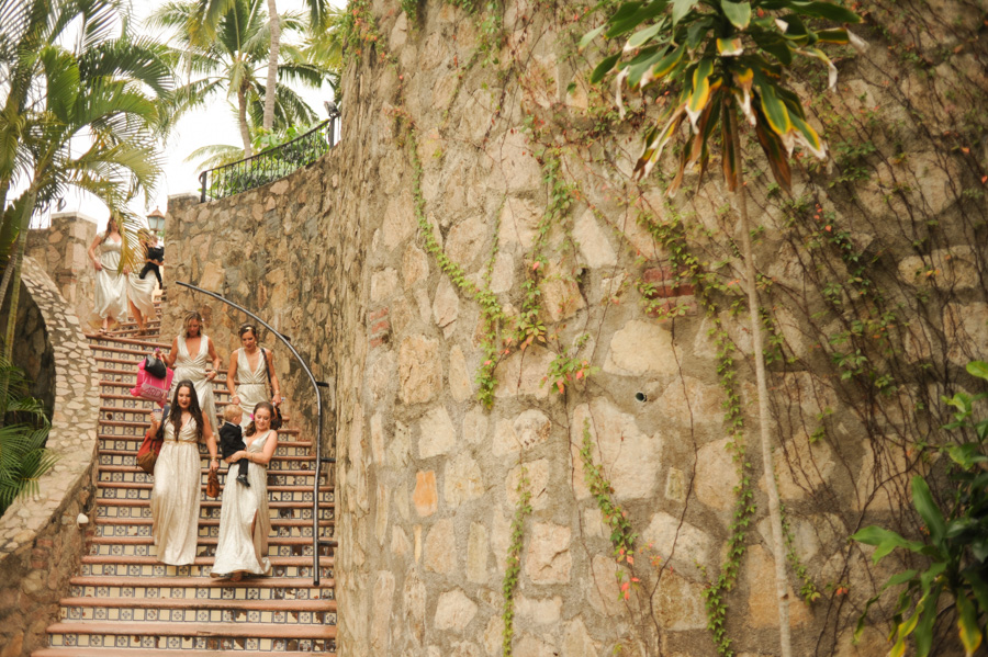 Bridemaids walking to ceremony