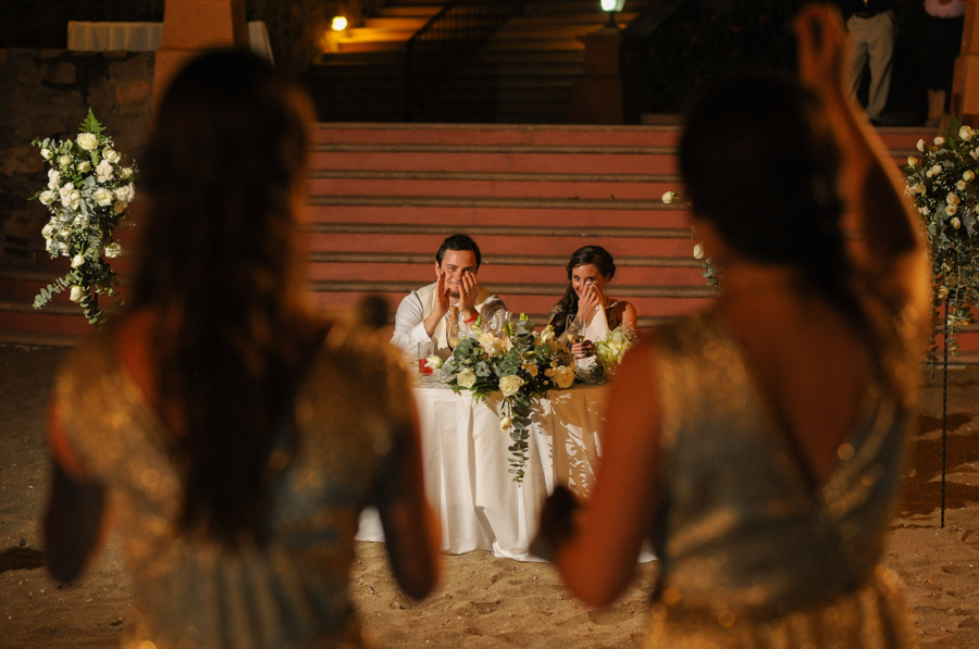 Crying bride with the speeches