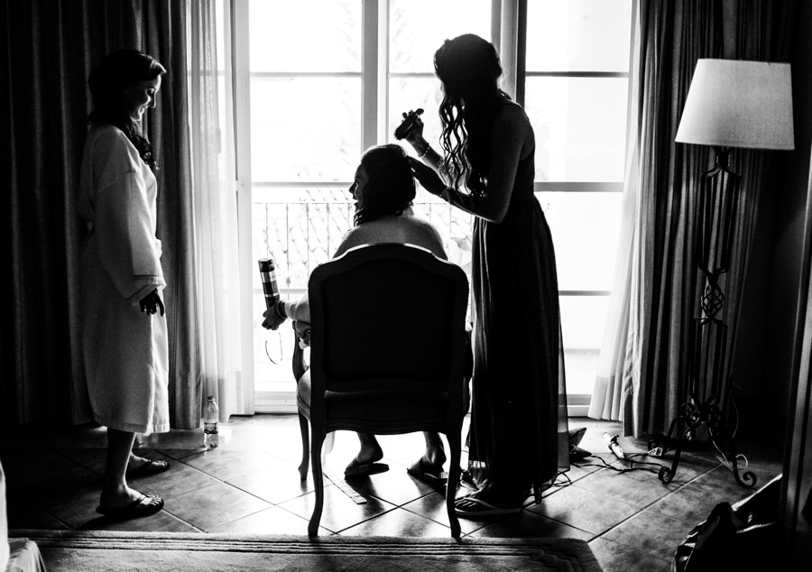 Bride and her bridemaid talking