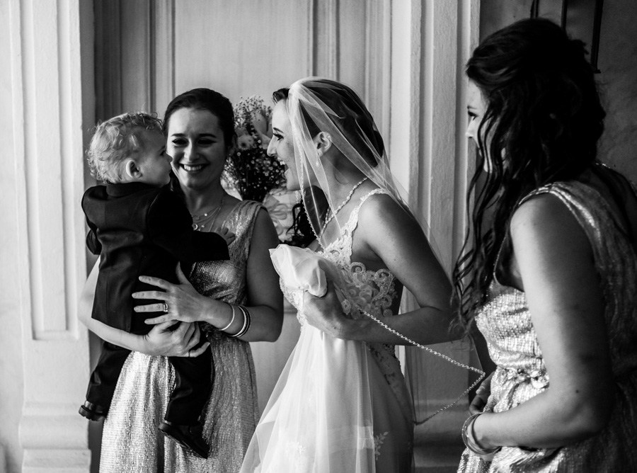 Happy bride with the child